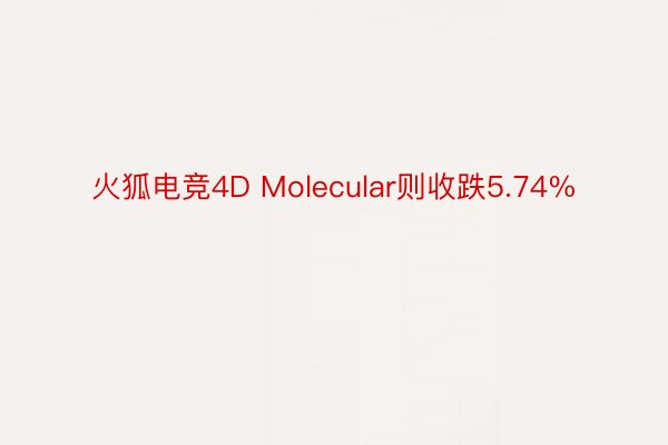 火狐电竞4D Molecular则收跌5.74%