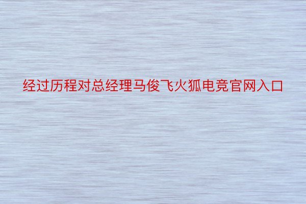 经过历程对总经理马俊飞火狐电竞官网入口