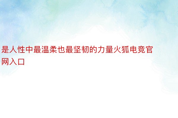 是人性中最温柔也最坚韧的力量火狐电竞官网入口